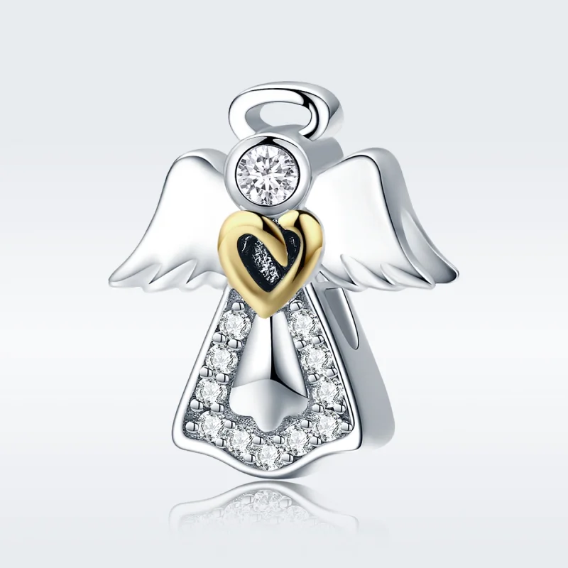 (Bild für) Zweifarbiger zweifarbiger Schutzengel-Charm im Pandora-Stil - SCC747 - Ansicht 3