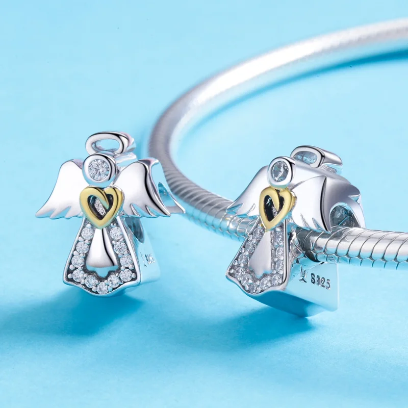 (Bild für) Zweifarbiger zweifarbiger Schutzengel-Charm im Pandora-Stil - SCC747 - Ansicht 4