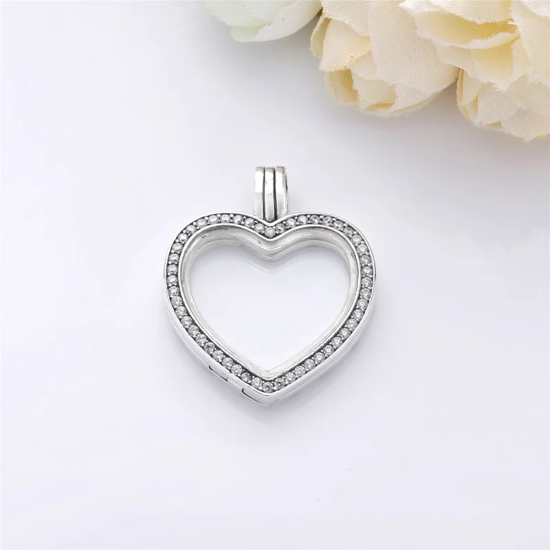(Bild für) Funkelnder PANDORA-Herz-Charm mit schwebendem Medaillon-Anhänger - 797248CZ - Ansicht 2