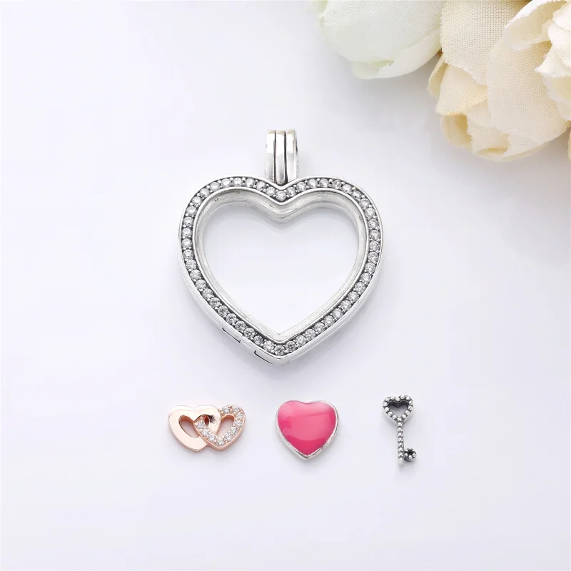 (Bild für) Funkelnder PANDORA-Herz-Charm mit schwebendem Medaillon-Anhänger - 797248CZ - Ansicht 4
