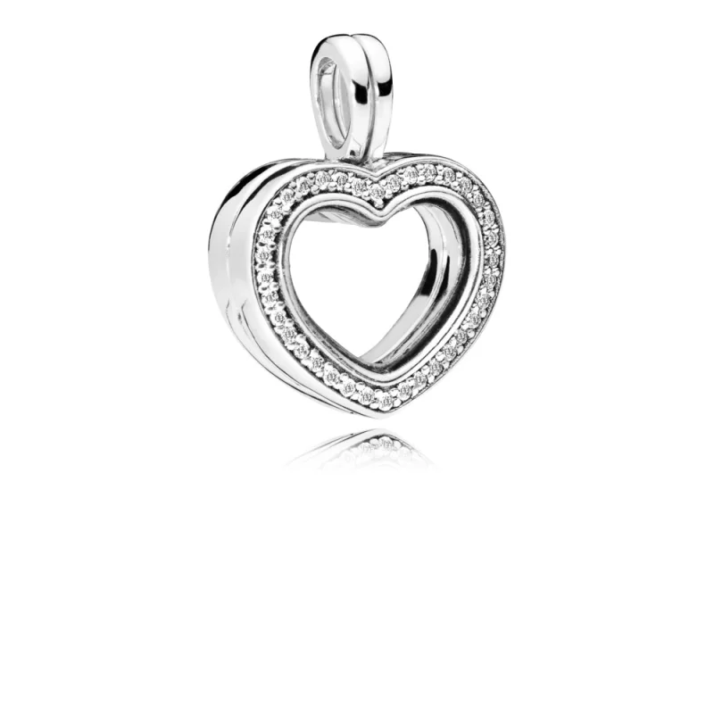 (Bild für) Funkelnder PANDORA-Herz-Charm mit schwebendem Medaillon-Anhänger - 797248CZ