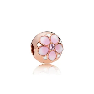 (Bild für) Magnolia Bloom Clip, PANDORA Rose™, Blush Pink Crystal Mixed Emaille - 782078NBP