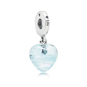 (Bild für) PANDORA Blaues Band-Herz-Anhänger-Charm, Muranoglas - 797142