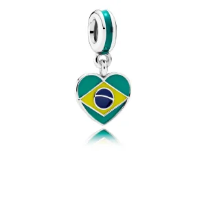 (Bild für) PANDORA Brasilien-Herz-Flagge, gemischte Emaille-Anhänger-Charm - 791911ENMX