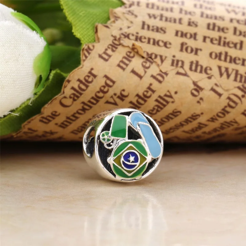 (Bild für) PANDORA Brasilien-Silberanhänger mit grüner, blauer und gelber Emaille - 797219E - Ansicht 2