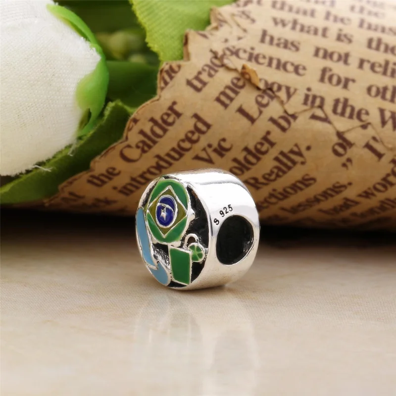 (Bild für) PANDORA Brasilien-Silberanhänger mit grüner, blauer und gelber Emaille - 797219E - Ansicht 3