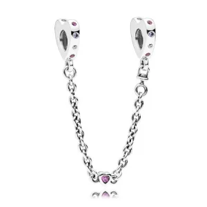 (Bild für) PANDORA Bright Hearts Sicherheitskette, rosa Kristalle - 797245NRPMX
