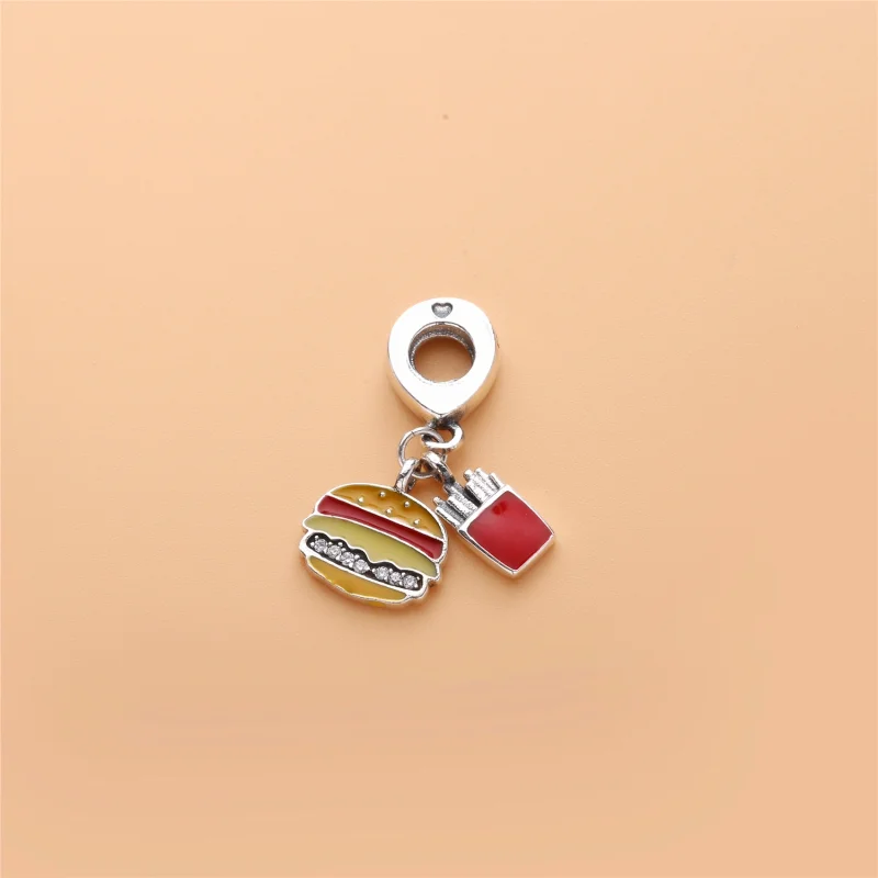 (Bild für) PANDORA Burger & Fries Anhänger, rote, goldene und gelbe Emaille - 797211ENMX - Ansicht 2