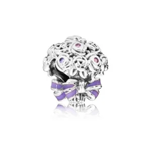 (Bild für) PANDORA Celebration Bouquet Charm, lila rosafarbene Kristalle, lila Emaille - 797260NLC