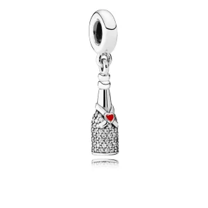 (Bild für) PANDORA Celebration Time, roter Emaille-Charm mit klaren CZ-Anhängern - 792152CZ