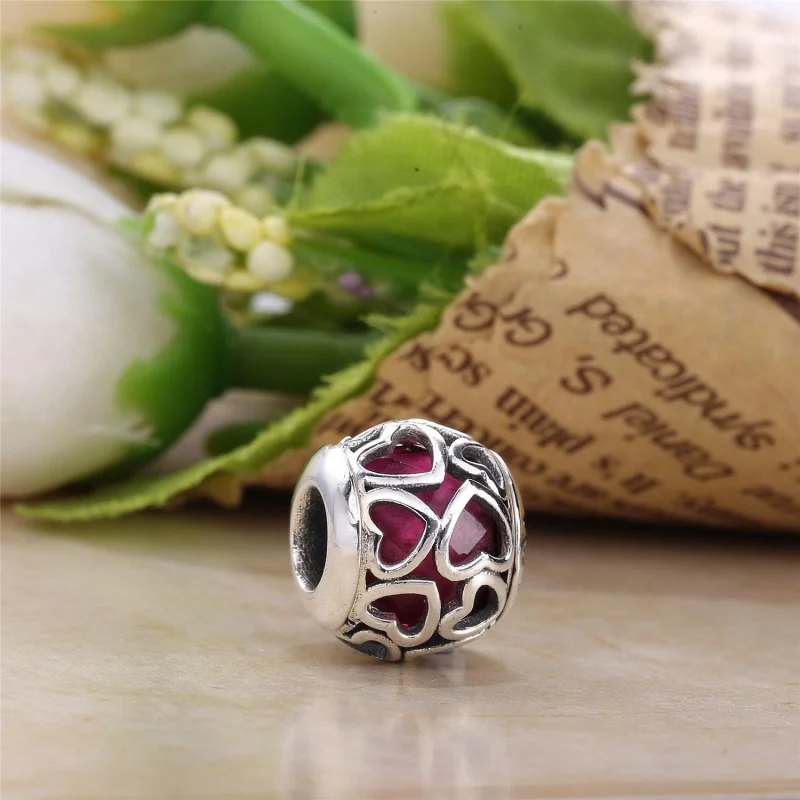 (Bild für) PANDORA Cerise Encased in Love Charm, Cerise-Kristall - 792036NCC - Ansicht 2