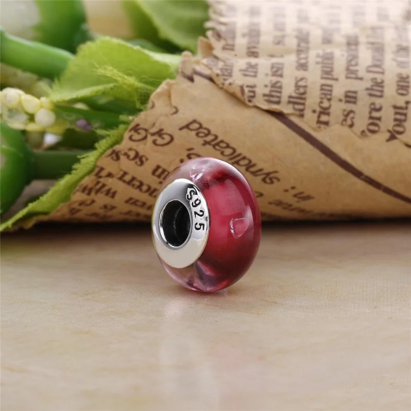 (Bild für) PANDORA Cerise Herz Charm, Muranoglas, klare CZ - 791664PCZ - Ansicht 2