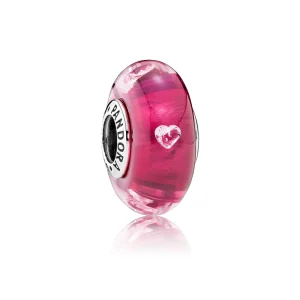 (Bild für) PANDORA Cerise Herz Charm, Muranoglas, klare CZ - 791664PCZ