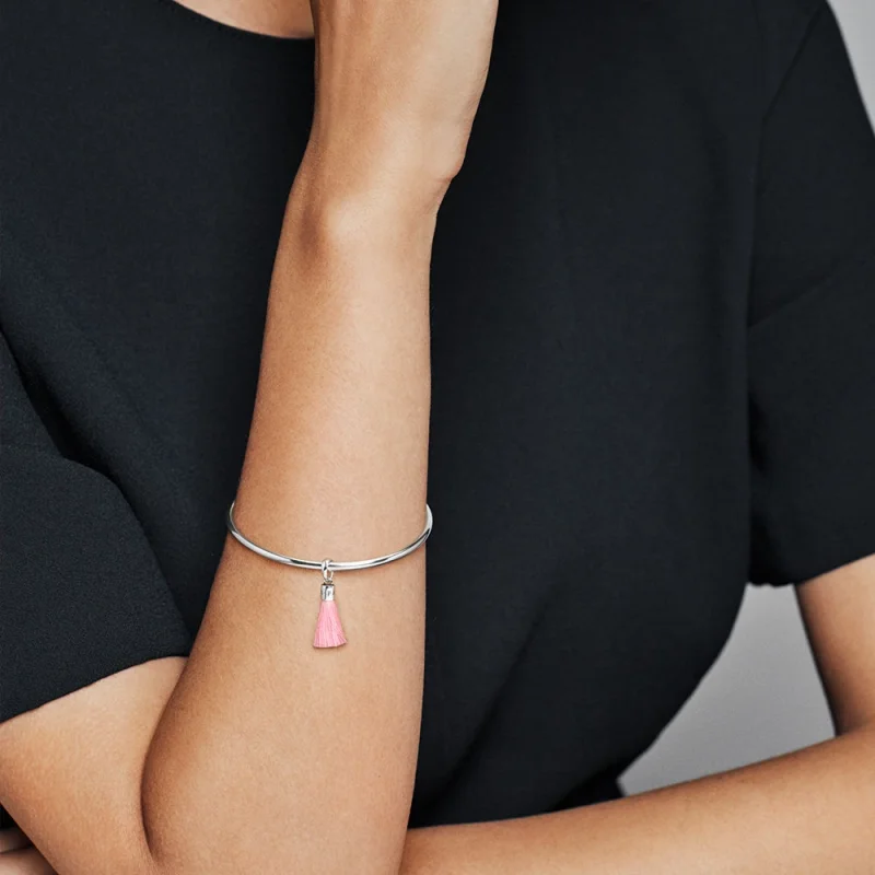 (Bild für) PANDORA Charm-Anhänger mit Quasten aus Stoff in leuchtendem Rosa - 797212CBP - Ansicht 3
