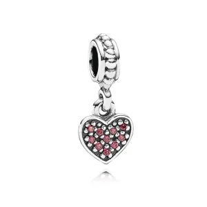 (Bild für) PANDORA-Charm mit rotem Pavé-Herzanhänger - 791023CZR