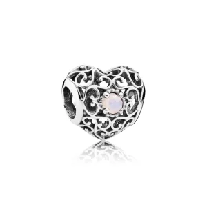 (Bild für) PANDORA Charmora E Charm mit Herz-Geburtsstein und Oktober-Signatur - 791784NOP