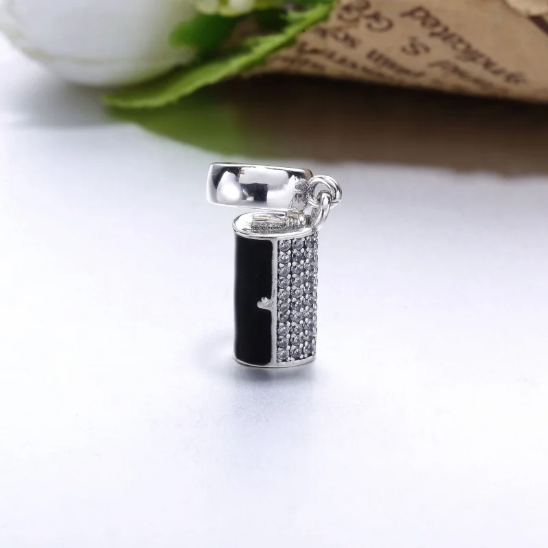 (Bild für) PANDORA Clutch-Tasche, schwarzer Emaille-Anhänger mit klarem CZ - 792155CZ - Ansicht 3
