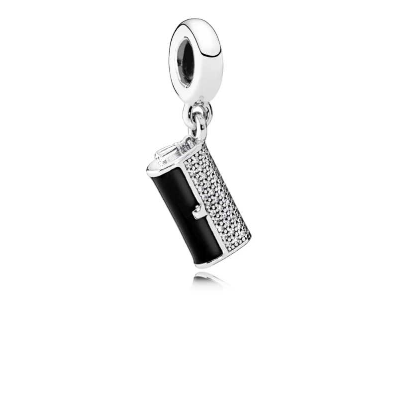 (Bild für) PANDORA Clutch-Tasche, schwarzer Emaille-Anhänger mit klarem CZ - 792155CZ