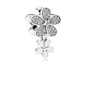 (Bild für) PANDORA Dazzling Daisy Duo Anhänger mit weißem Emaille und klarem CZ - 792098CZ