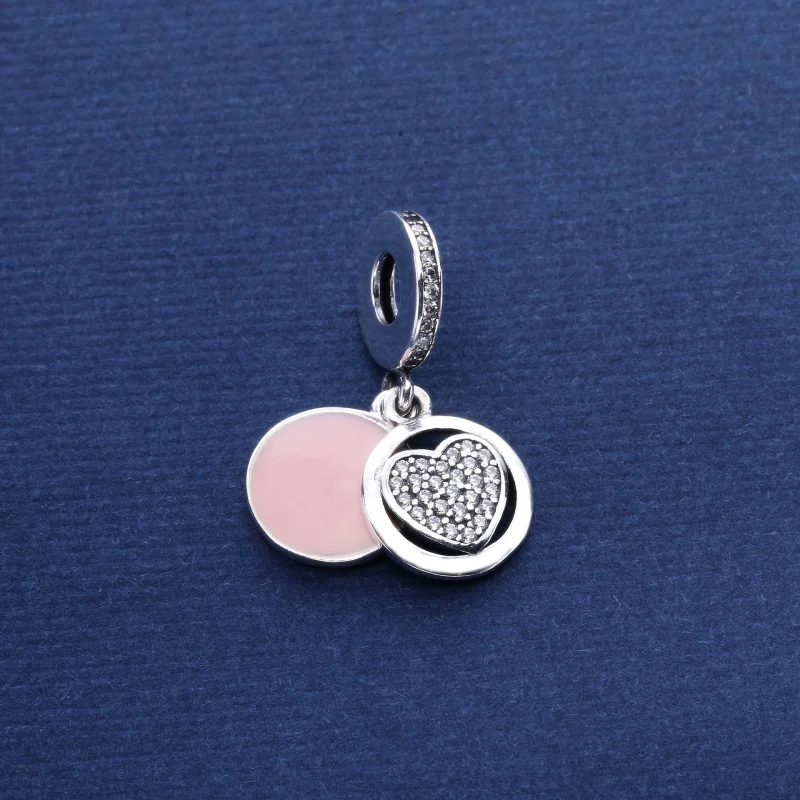 (Bild für) PANDORA Devoted Heart, rosa Emaille-Charm mit klarem CZ - 792149EN24 - Ansicht 2