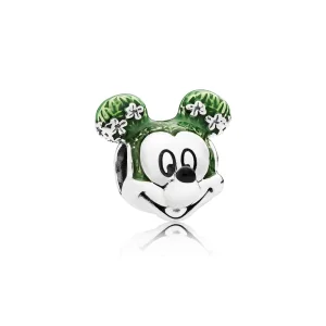 (Bild für) PANDORA Disney Mickey Epcot Silberanhänger mit schwarzer und grüner Emaille - 796603ENMX