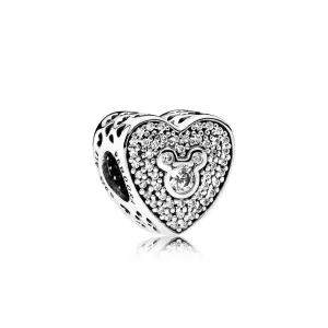 (Bild für) PANDORA Disney, Mickey & Minnie funkelnder Herzanhänger - 792049CZ