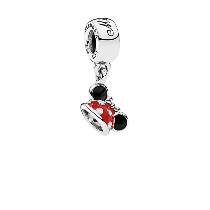 (Bild für) PANDORA Disney Minnie Ohrenhut, silberner Ohrhänger mit schwarzer, roter und weißer Emaille - 792122ENMX