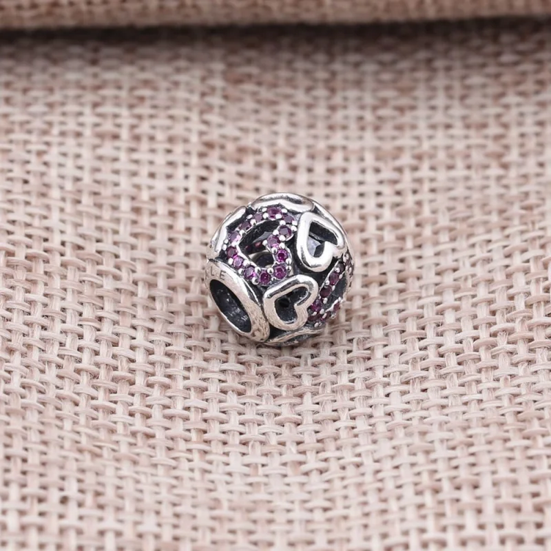 (Bild für) PANDORA Fancy Pink Falling In Love Openwork Charmora Charm - 791424CZS - Ansicht 2