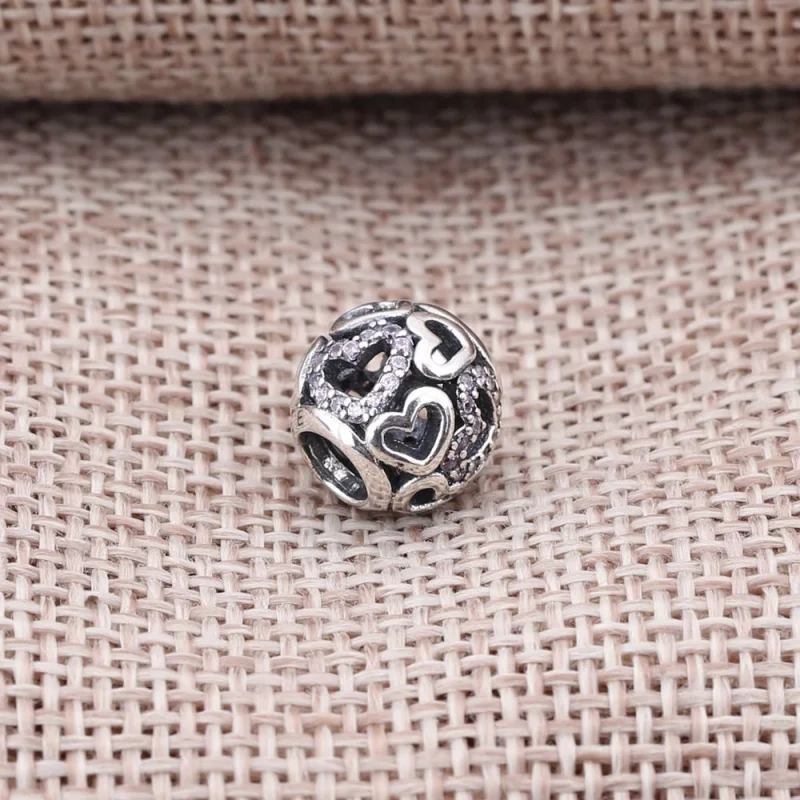 (Bild für) PANDORA Fancy Pink Falling In Love Openwork Charmora Charm - 791424CZS - Ansicht 3