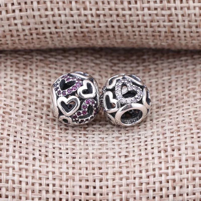 (Bild für) PANDORA Fancy Pink Falling In Love Openwork Charmora Charm - 791424CZS - Ansicht 4