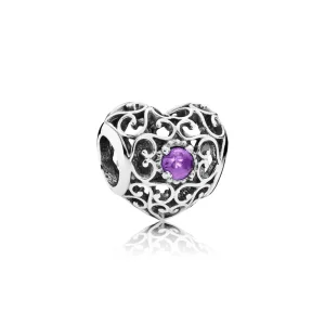 (Bild für) PANDORA Februar Signature Herzanhänger, synthetischer Amethyst - 791784SAM