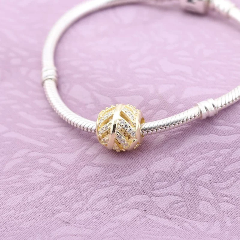 (Bild für) PANDORA-Feder-Gold-Charm mit Zirkonia-Charm - 750831CZ - Ansicht 2