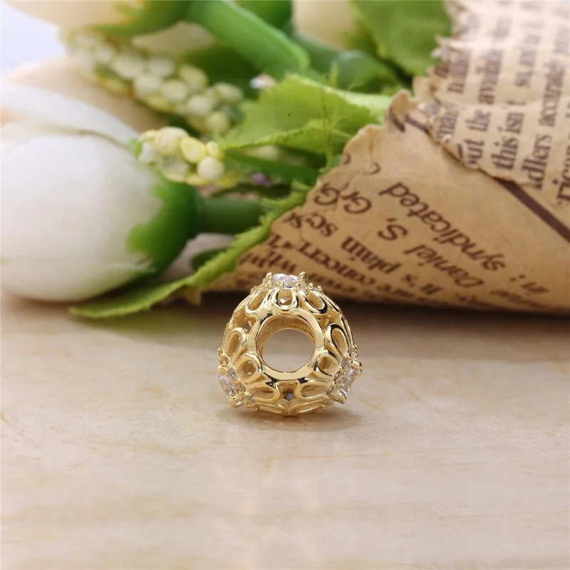 (Bild für) PANDORA Floral Brilliance Charm, klare CZ 14K Gold - 750836CZ - Ansicht 4