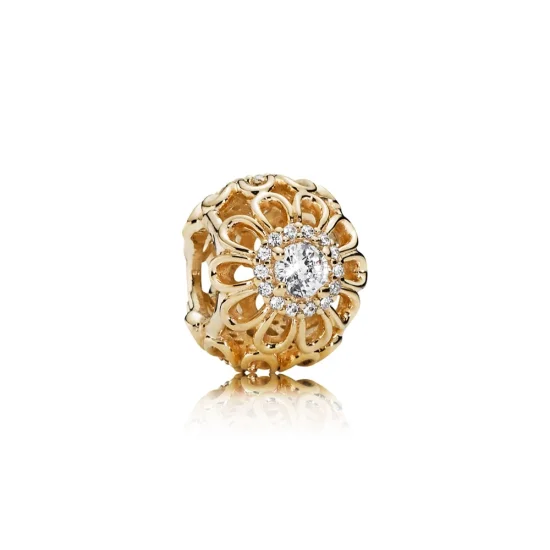 (Bild für) PANDORA Floral Brilliance Charm, klare CZ 14K Gold - 750836CZ