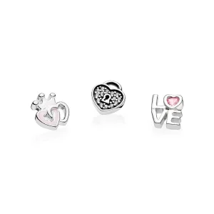 (Bild für) PANDORA Forever Hearts Petites, zartrosa Emaille, rosa und klare CZ - 792021PCZ
