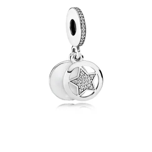 (Bild für) PANDORA Freundschaftsstern, Silber-Emaille-Charm mit klarem CZ - 792148EN23