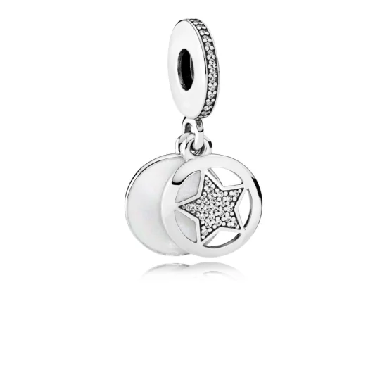(Bild für) PANDORA Freundschaftsstern, Silber-Emaille-Charm mit klarem CZ - 792148EN23