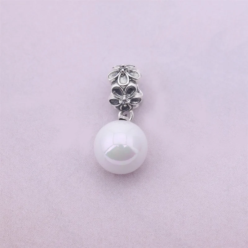 (Bild für) PANDORA Garden Odyssey Dangle, weiße Perle, schwarze CZ - 790858P - Ansicht 2