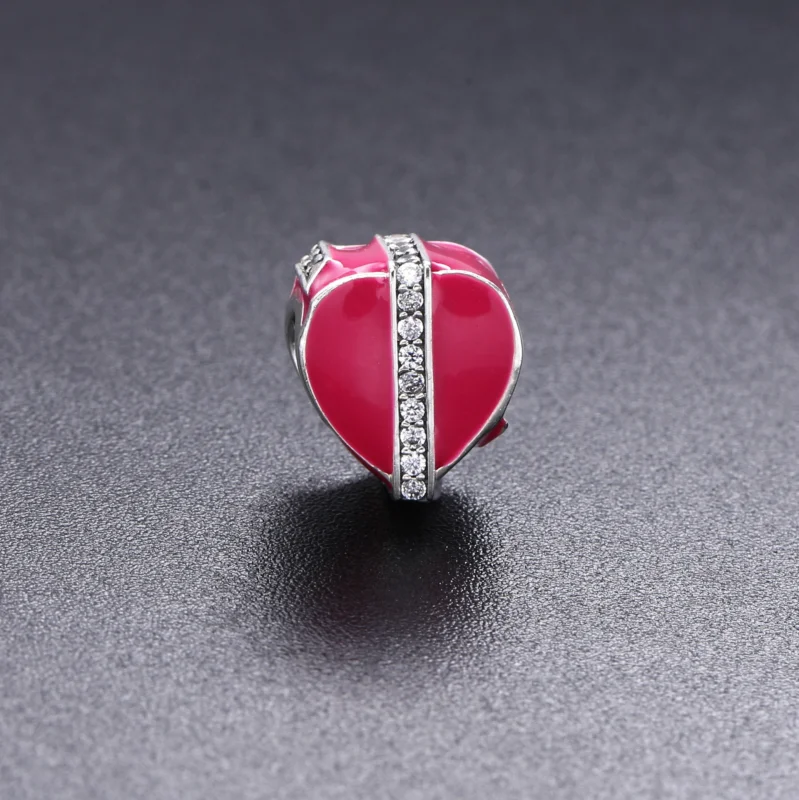(Bild für) PANDORA Gifts of Love Charm, Magenta Emaille, klare CZ - 792047CZ - Ansicht 3