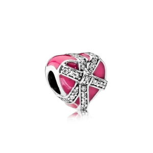 (Bild für) PANDORA Gifts of Love Charm, Magenta Emaille, klare CZ - 792047CZ
