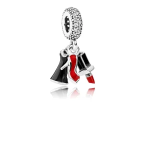 (Bild für) PANDORA Glamour Trio, gemischter Emaille-Charm mit klaren CZ-Anhängern - 792156ENMX