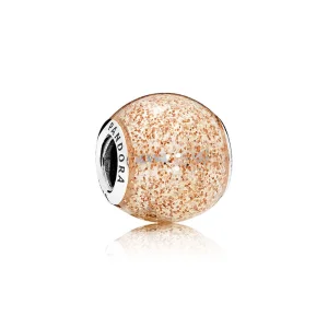 (Bild für) PANDORA Glitter Ball Rose Golden Glitter Emaille Charm - 796327EN145