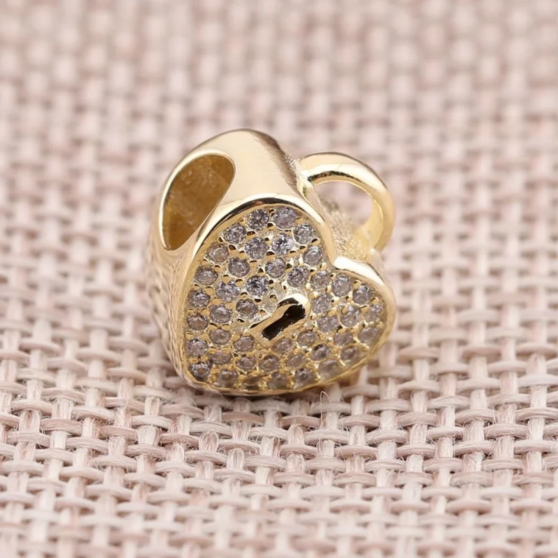 (Bild für) PANDORA Gold-Herz-Schloss-Charm - 750833CZ - Ansicht 3