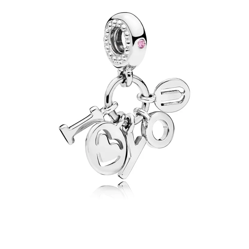 (Bild für) PANDORA „I Love You“-Anhänger, schicker Fuchsia-Pink-CZ - 796596FPC - Ansicht 2