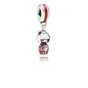 (Bild für) PANDORA Japanische Puppe, roter Emaille-Anhänger - 791368EN09