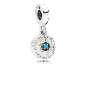 (Bild für) PANDORA Kompass-Rose-Anhänger, silberne Emaille und cyanblauer Kristall - 797196EN23