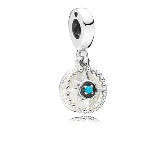 (Bild für) PANDORA Kompass-Rose-Anhänger, silberne Emaille und cyanblauer Kristall - 797196EN23