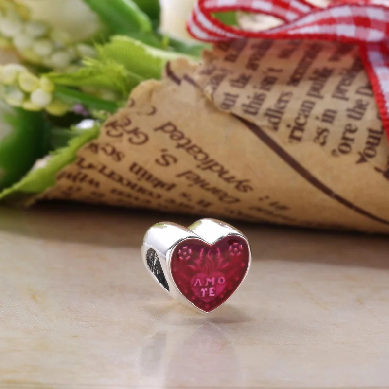 (Bild für) PANDORA Latin Love Herz-Charm, transparente Kirsche-Emaille - 792048EN117 - Ansicht 2