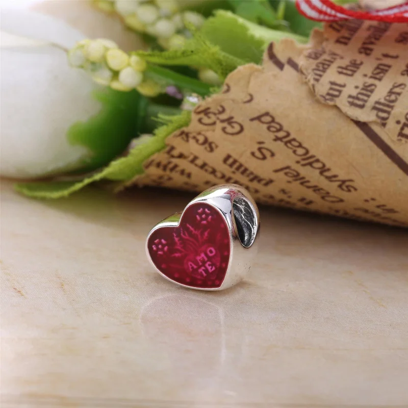(Bild für) PANDORA Latin Love Herz-Charm, transparente Kirsche-Emaille - 792048EN117 - Ansicht 3
