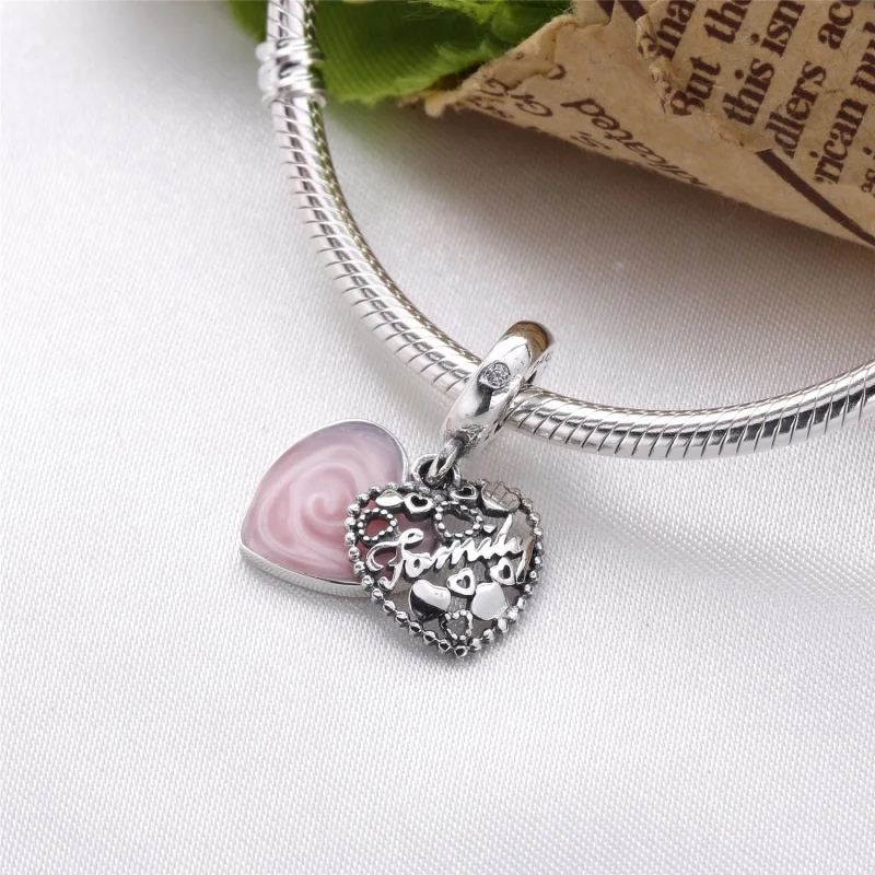 (Bild für) PANDORA „Love Makes A Family“-Anhänger, rosa Emaille und klare CZ - 796459EN28 - Ansicht 3